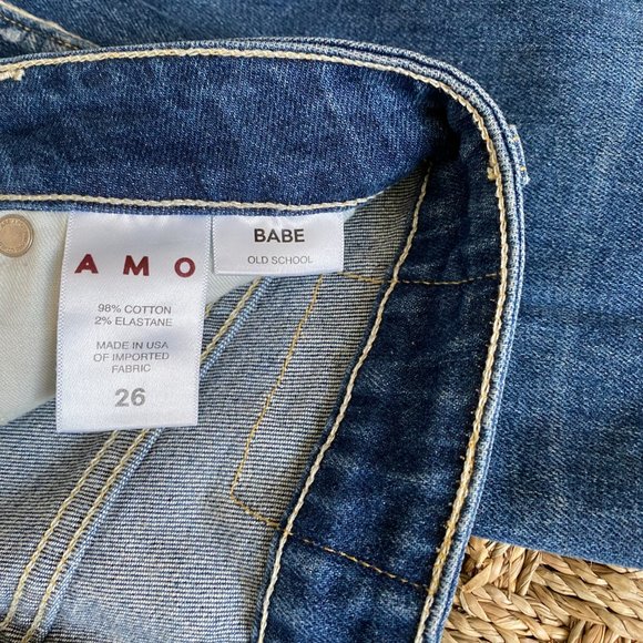 AMO Babe in Old School High Rise Ankle Distressed Jeans Side Piping size 26 - Picture 4 of 8